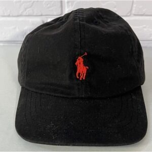 POLO Ralph Lauren Hat Cap Black Strap Back Strapback Cotton Youth One Size‎ 4-7